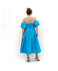 City Chic Women's Rosalee Puff Sleeve Midi Dress