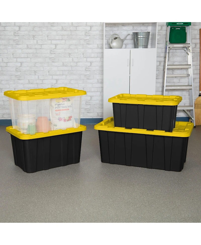 Sterilite Industrial Storage Box with Carrying Handles, 27 Gal, Yellow, 4 Pack