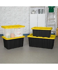 Sterilite Industrial Storage Box with Carrying Handles, 27 Gal, Yellow, 4 Pack
