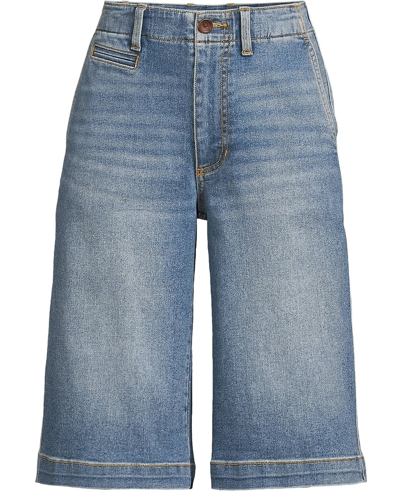 Lands' End Women's Recover Denim Mid Rise 12" Trouser Shorts