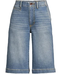 Lands' End Women's Recover Denim Mid Rise 12" Trouser Shorts