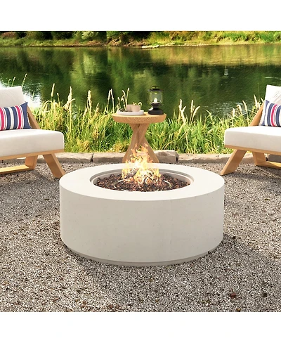 Streamdale Furniture 38.2 inch Round Propane Fire Pit Table with Faux Stone Finish, 50,000 Btu