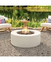 Streamdale Furniture 38.2 inch Round Propane Fire Pit Table with Faux Stone Finish, 50,000 Btu