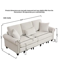 Streamdale Furniture 3-in-1 Convertible Sleeper Sofa with Nailhead Trim, Chenille