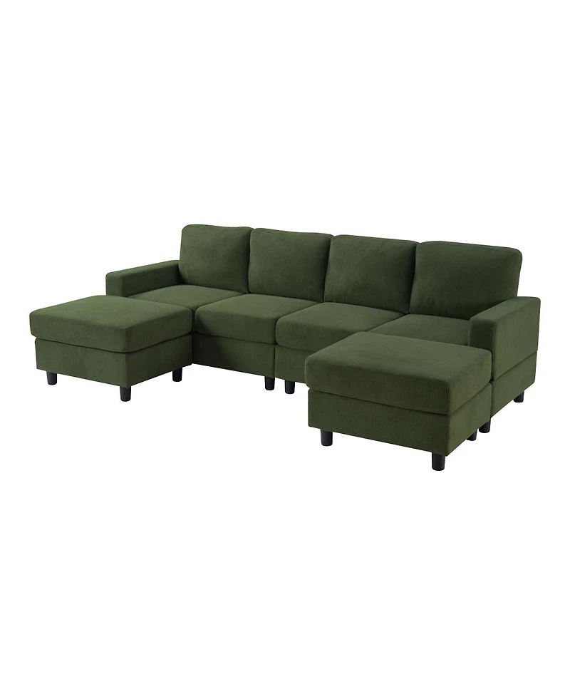 Streamdale Furniture Oversized U-Shaped Corduroy 4-Seat Sectional Sofa with Double Chaise