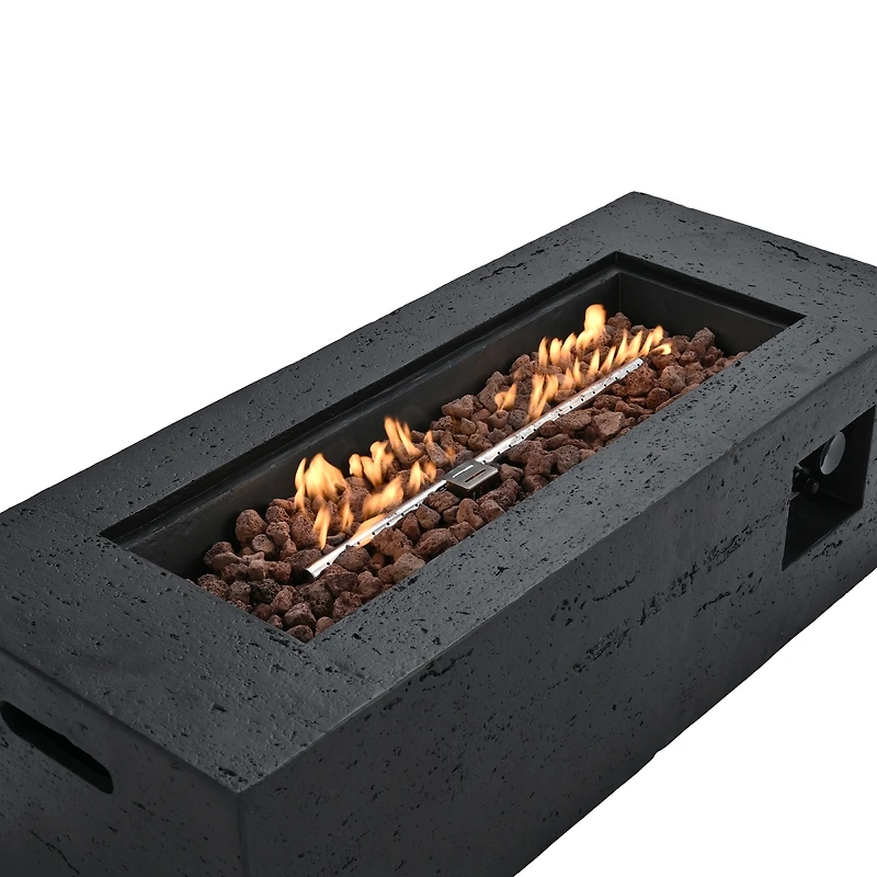 Streamdale Furniture 41.9" Rectangular 40,000 Btu Propane Fire Pit with Cover and Lava Rocks