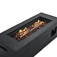Streamdale Furniture 41.9" Rectangular 40,000 Btu Propane Fire Pit with Cover and Lava Rocks