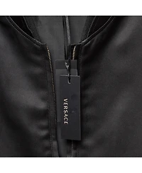 Pre-Owned Versace Women's Black Medusa Embroidered Satin Bomber Jacket