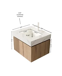 Sillysis Inch Wall Mounted Bathroom Vanity with Carrara Sintered Stone Top, Undermount Ceramic Sink, Soft Close Storage, Pre-assembled