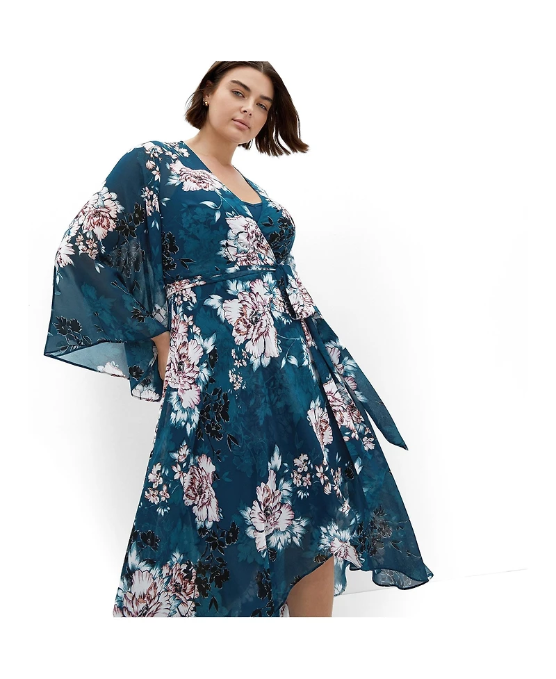 City Chic Women's Jade Blossom Long Sleeve Maxi Dress