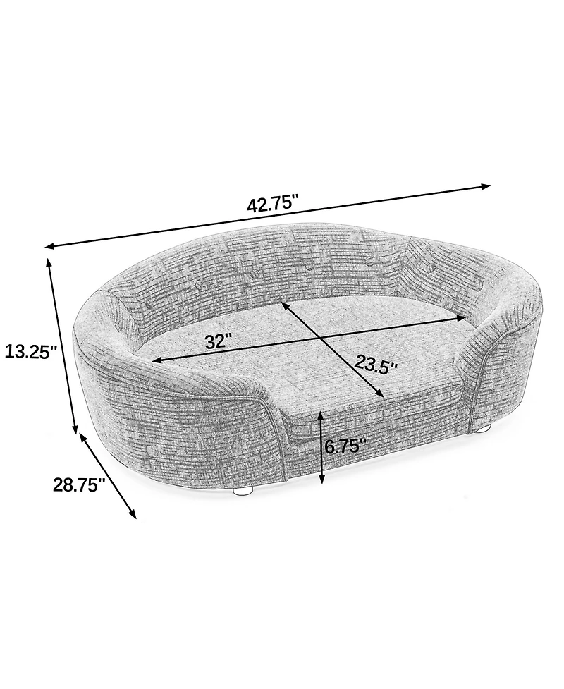 Clihome Modern Dog Bed Pet Sofa Oval Semi-Enclosed Linen Soft Couch