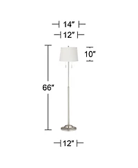 360 Lighting Abba Modern Floor Lamp Standing 66" Tall Brushed Nickel Fabric Tapered Drum Shade for Living Room Bedroom Office House Home