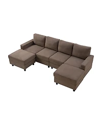 Streamdale Furniture 98.8" Oversized U-Shaped Corduroy 4-Seat Sectional Sofa with Double Chaise