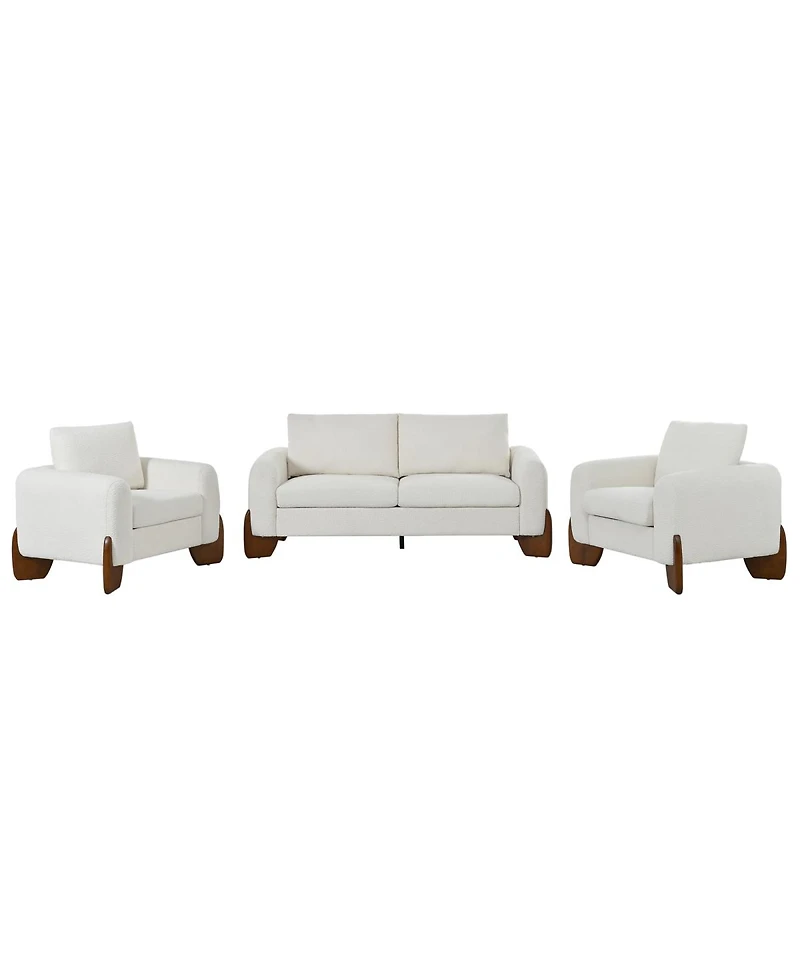 Streamdale Furniture 3-Piece Modern Boucle Sofa Set: 1 Loveseat and 2 Armchairs