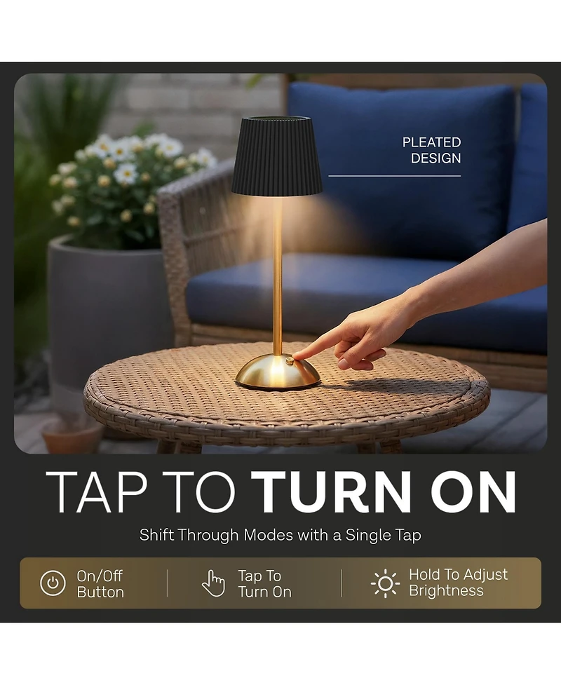 Bell + Howell Rechargeable Solar Tight Pleated Design Portable Indoor Outdoor Led Dimmable Modes Table Lamp