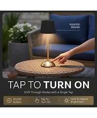 Bell + Howell Rechargeable Solar Tight Pleated Design Portable Indoor Outdoor Led Dimmable Modes Table Lamp
