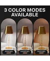 Bell + Howell Bamboo Rechargeable Touch Control Led Table Lamp Cordless Portable Dimmable Light