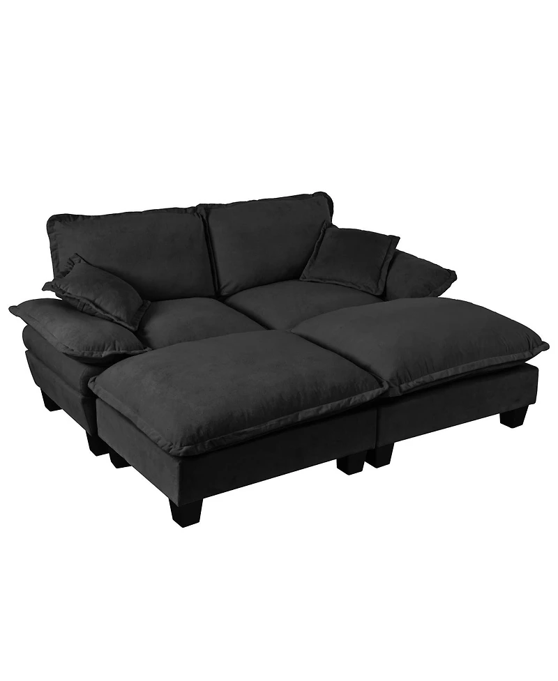 Streamdale Furniture Modular Sectional Cloud Couch with 2 Ottomans and 2 Pillows