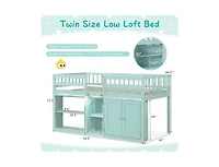 Slickblue Kids Twin Loft Bed with Led Lights and Durable Wooden Frame for Small Spaces