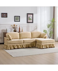 Streamdale Furniture 103.15" Modern Chenille L-Shaped Sectional Sofa with Ruffled Skirt