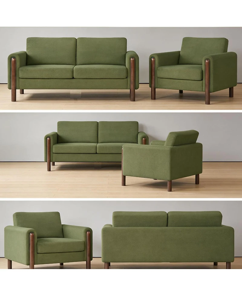 Streamdale Furniture Mid-Century Modern 2-Seater Teddy Fabric Loveseat with Walnut Legs