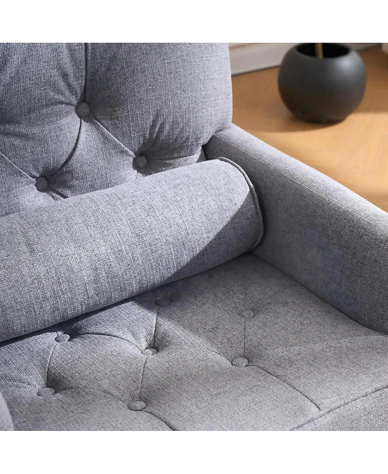 Streamdale Furniture Tufted Linen Fabric Club Accent Chair with Pillow