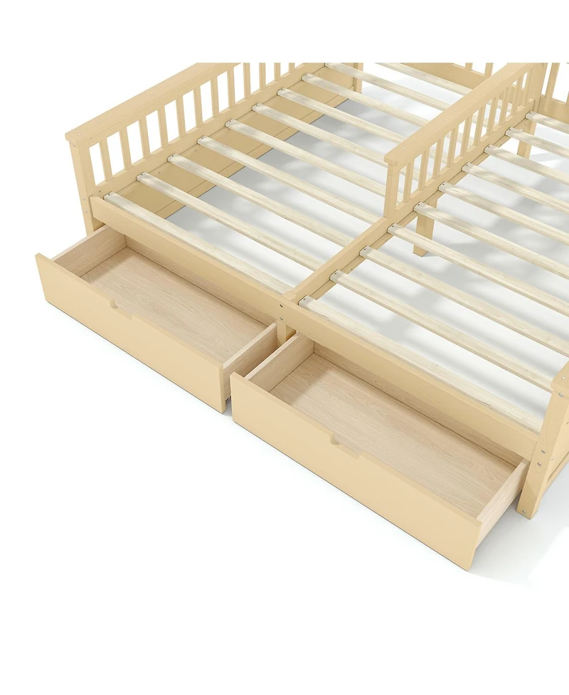 Streamdale Furniture House Platform Bed with Storage Shelves and Drawers