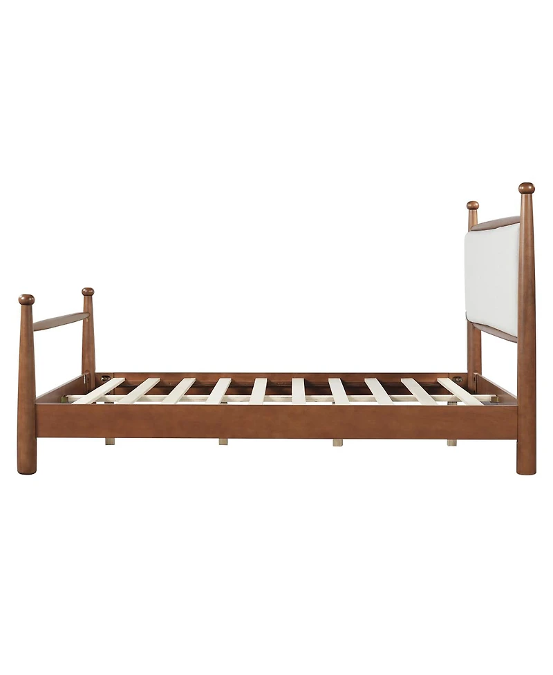 Streamdale Furniture Solid Poplar and Plywood Bed Frame with Upholstered Headboard