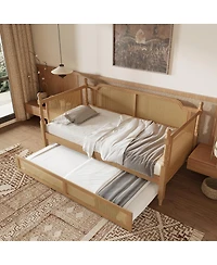 Streamdale Furniture Traditional Rattan Full Daybed with Trundle