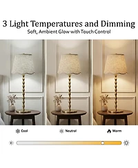 Bell + Howell Stem Scallop Shade Rechargeable Touch Control Led Dimmable Cordless Table Lamp