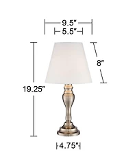 Regency Hill Traditional Accent Table Lamps 19 1/4" High Set of 2 Brass Shade Touch On Off for Bedroom Bedside Office