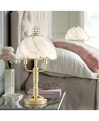 Regency Hill Flower 19 1/2" High Small Traditional Accent Table Lamps Set of 2 Touch On-Off 3-Brass Finish Living Room