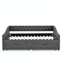 Streamdale Furniture Upholstered Full Size Daybed with Drawers and Tufted Back