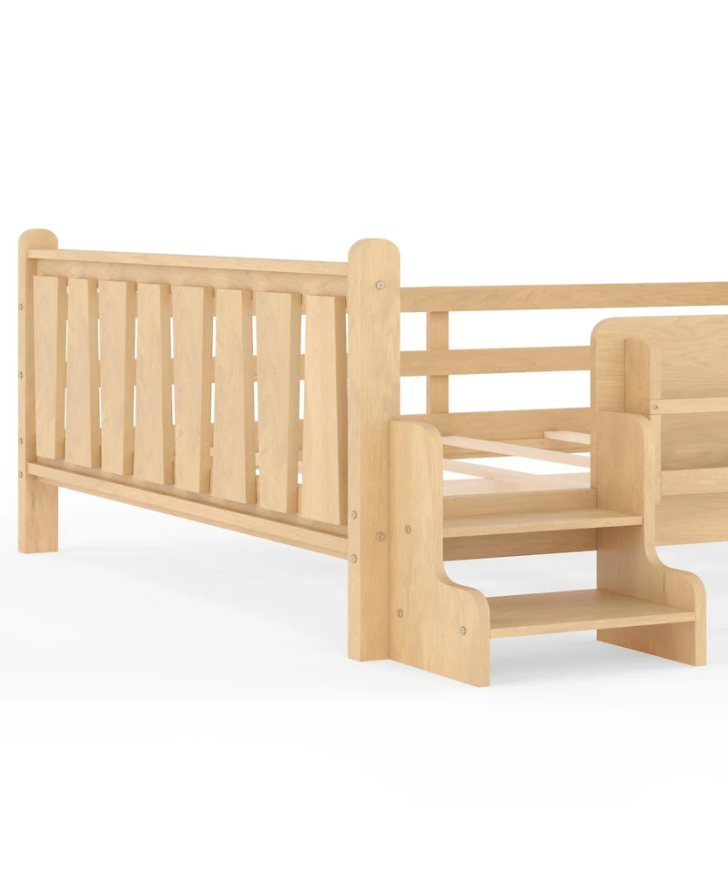 Streamdale Furniture Solid Wood Floor Bed with Storage Bookcases and Stairs
