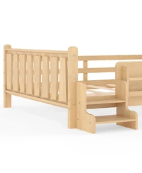 Streamdale Furniture Solid Wood Floor Bed with Storage Bookcases and Stairs