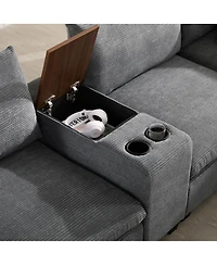Streamdale Furniture 139'' U-Shaped Modular Corduroy Sectional Sofa with Storage and Usb Charger