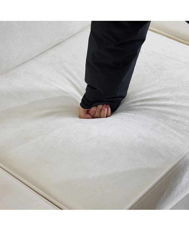 Streamdale Furniture 103'' Modern Ruffled Pleated Skirt L-Shaped Chenille Cloud Sofa with Ottoman