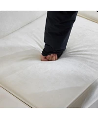 Streamdale Furniture 103'' Modern Ruffled Pleated Skirt L-Shaped Chenille Cloud Sofa with Ottoman