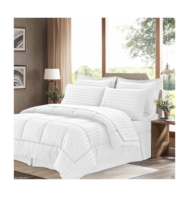 GoodGram 8 piece Hotel Down Alternative Bed in a Bag Comforter Set