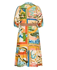 City Chic Women's Wild Soul Print Shirt Dress