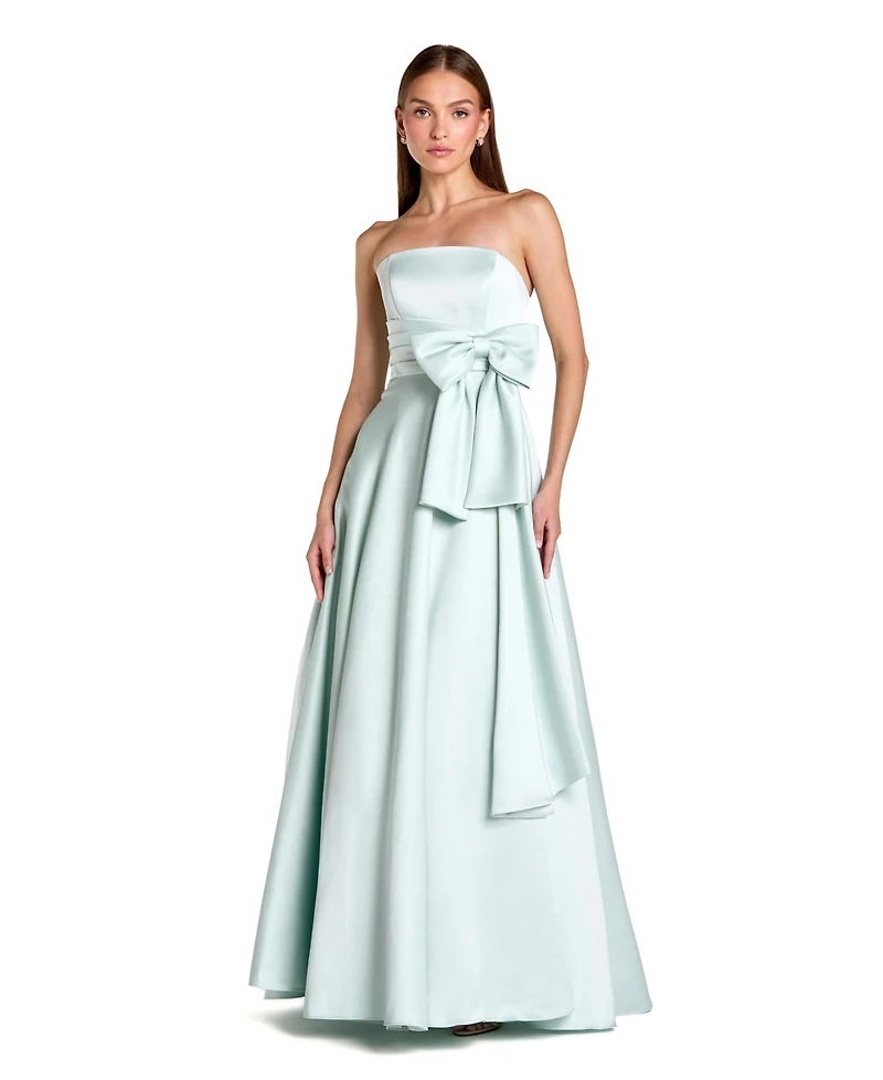 Mac Duggal Women's Strapless Satin Ballgown with Statement Bow Detail