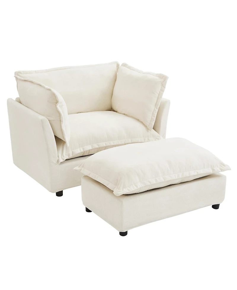 Streamdale Furniture Modern Armchair Sofa with Movable Ottoman and Soft Pillows