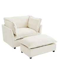 Streamdale Furniture Modern Armchair Sofa with Movable Ottoman and Soft Pillows