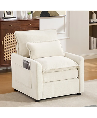 Streamdale Furniture Modern 31.9" Plush Upholstered Accent Chair with Side Storage Pockets