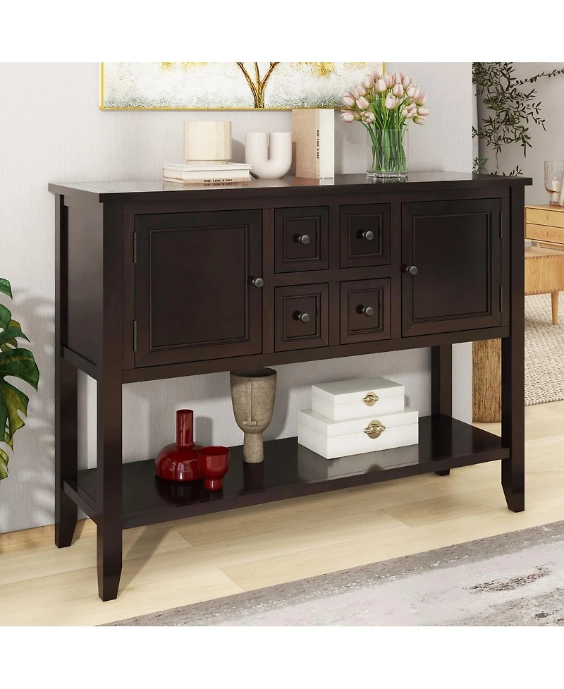 Streamdale Furniture Cambridge Series Vintage Console Table with 4 Drawers and Shelf