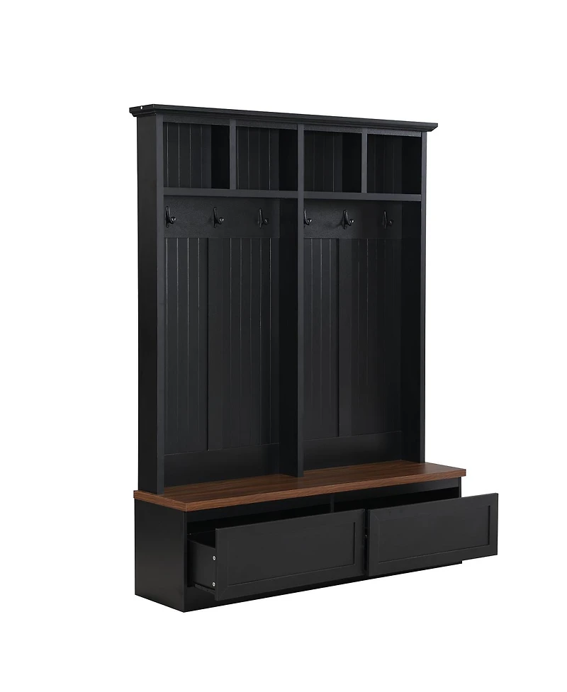 Streamdale Furniture Farmhouse 4-in-1 Hall Tree with Storage Bench and 2 Drawers