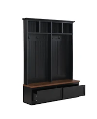 Streamdale Furniture Farmhouse 4-in-1 Hall Tree with Storage Bench and 2 Drawers