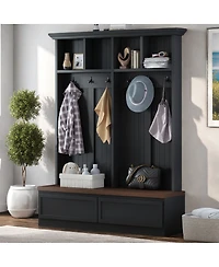 Streamdale Furniture Farmhouse 4-in-1 Hall Tree with Storage Bench and 2 Drawers