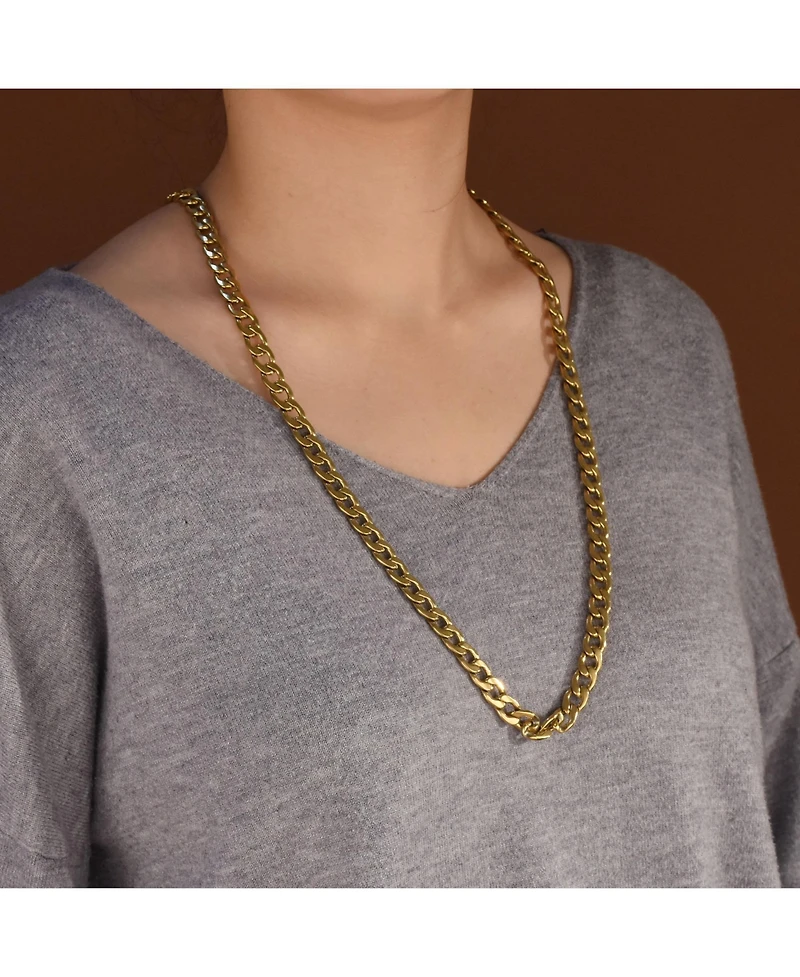 Bling Jewelry Curb Chain Necklace Heavy Duty Biker Gold Tone Stainless Steel 8MM