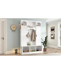 Streamdale Furniture Modern Arched Hall Tree with Storage Bench and 7 Hooks